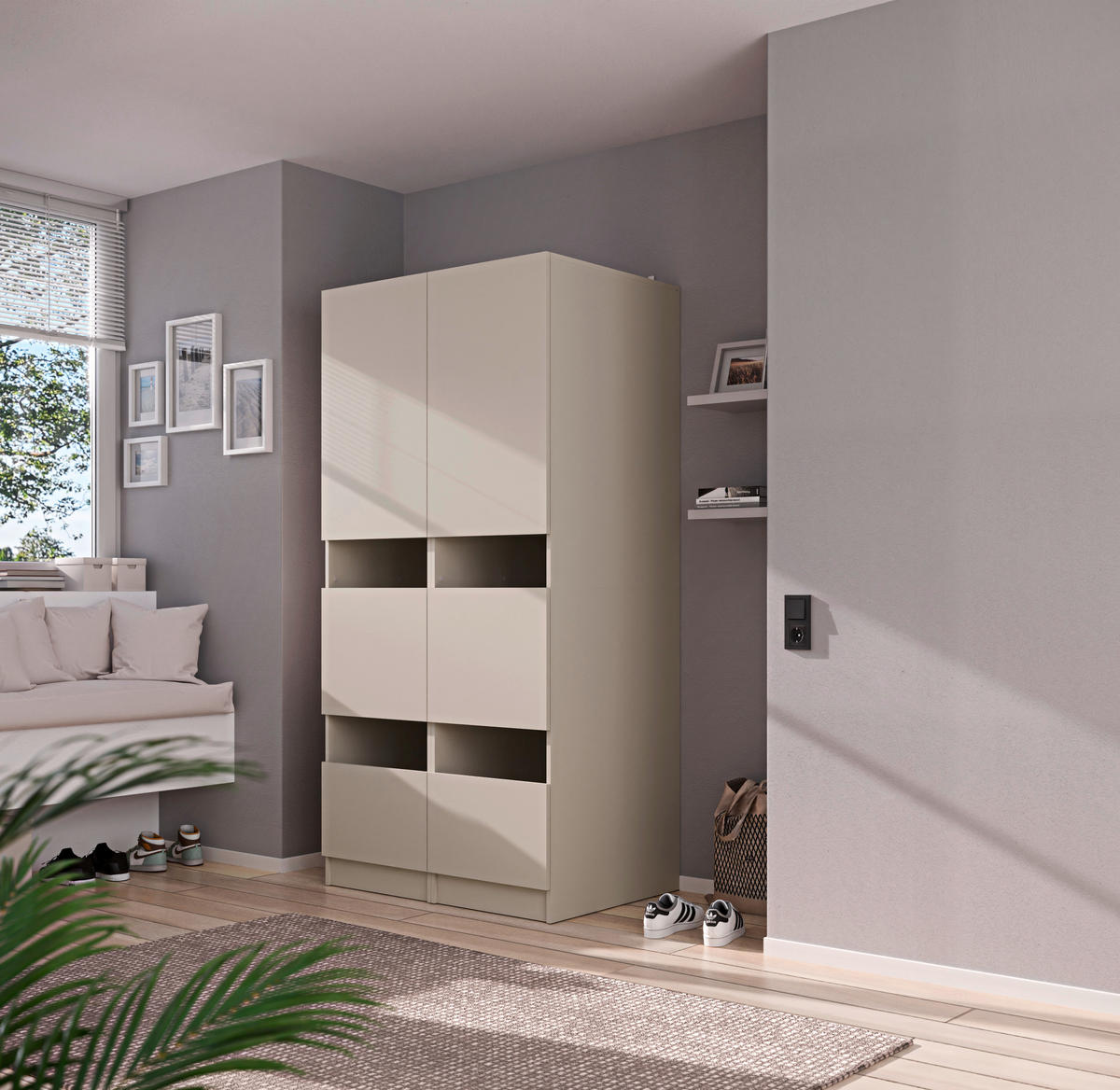 MEHRZWECKSCHRANK 50/200/68 cm  in Kaschmir  - Kaschmir/Schwarz, Design, Holzwerkstoff/Metall (50/200/68cm) - Milino