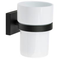 POHÁR NA ZUBNÉ KEFKY čierna, biela - čierna/biela, Basics, kov/keramika (7,5/9,8/9,3cm)