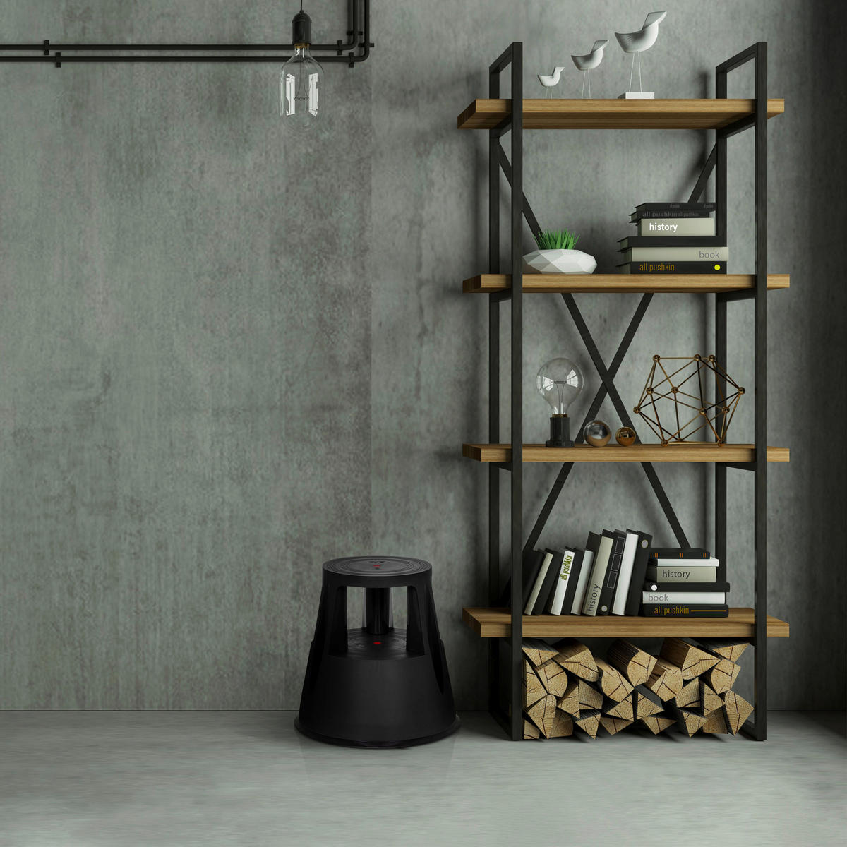 TRITTHOCKER Schwarz  - Schwarz, MODERN, Kunststoff (48/43/48cm) - MID.YOU