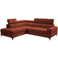 ECKSOFA in Struktur Dunkelorange  - Dunkelorange/Schwarz, MODERN, Textil/Metall (212/254cm) - Carryhome