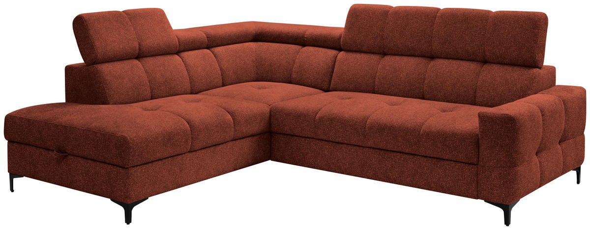 HÖRNSOFFA i struktur mörk orange  - mörk orange/svart, Modern, metall/textil (212/254cm) - MID.YOU