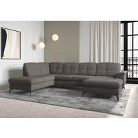 WOHNLANDSCHAFT in Flachgewebe Graphitfarben  - Schwarz/Graphitfarben, Modern, Textil/Metall (212/319/164cm) - Sit & More