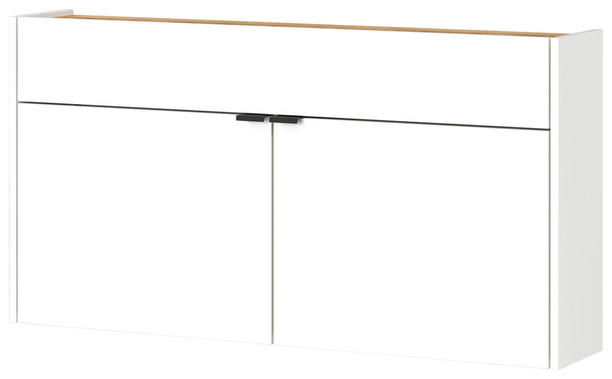 HÄNGESCHUHSCHRANK Weiß, Eichefarben  - Eichefarben/Schwarz, Design, Holzwerkstoff/Metall (110/57/22cm)
