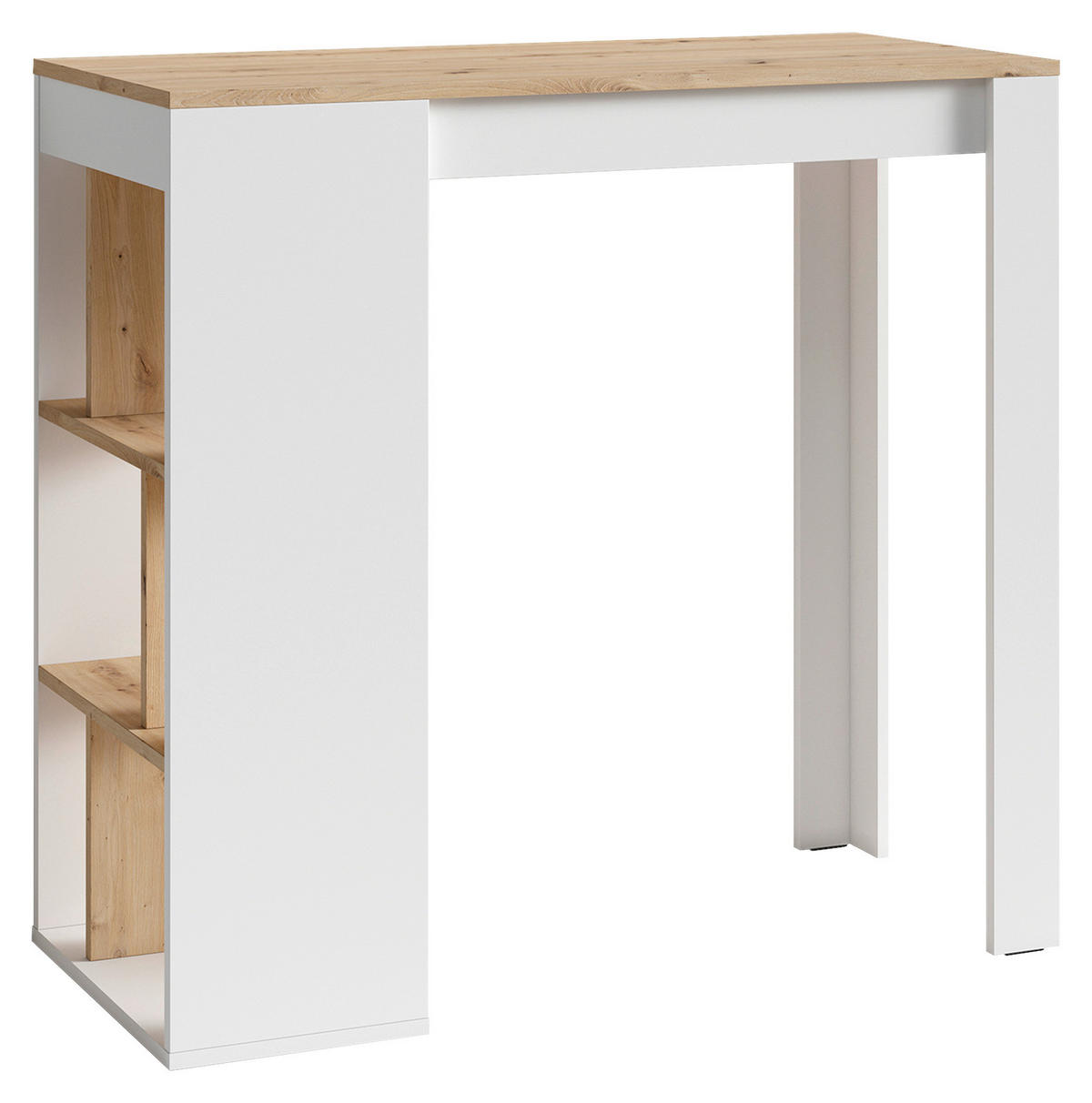 BARTISCH rechteckig Weiß, Eiche Artisan  - Weiß/Eiche Artisan, MODERN, Holzwerkstoff (110/50/104cm) - MID.YOU