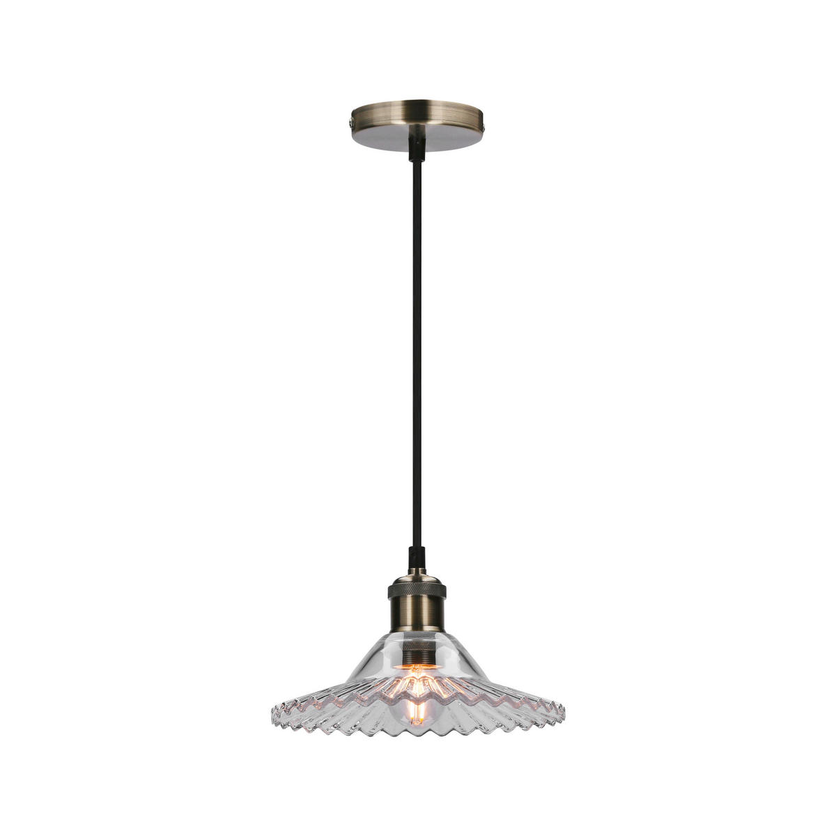 PENDELLEUCHTE 21.5/21.5/90 cm  - Schwarz, KONVENTIONELL, Glas/Metall (21.5/21.5/90cm)