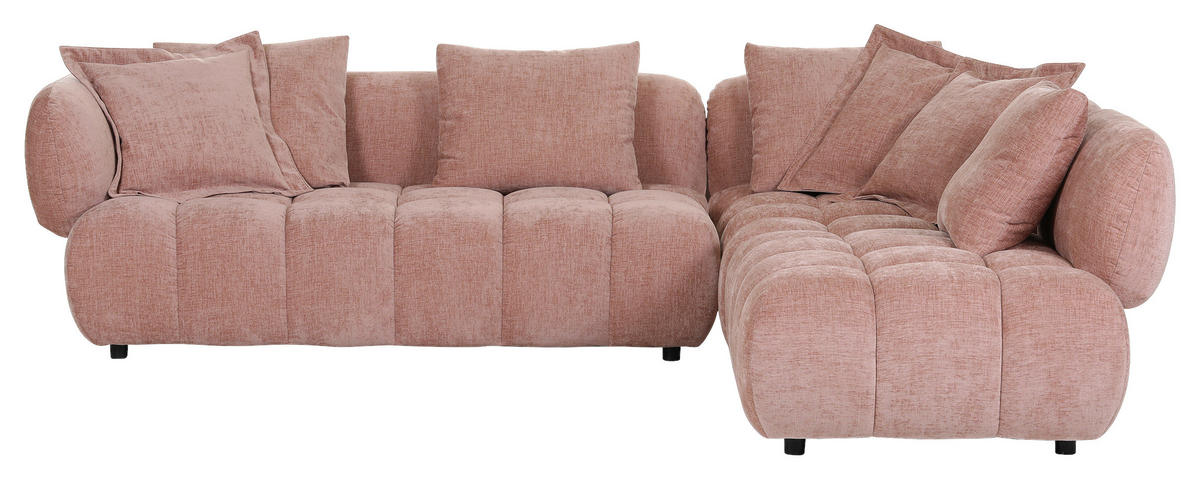 ECKSOFA Flachgewebe Altrosa  - Schwarz/Altrosa, Konventionell, Kunststoff/Textil (289/250cm) - Carryhome