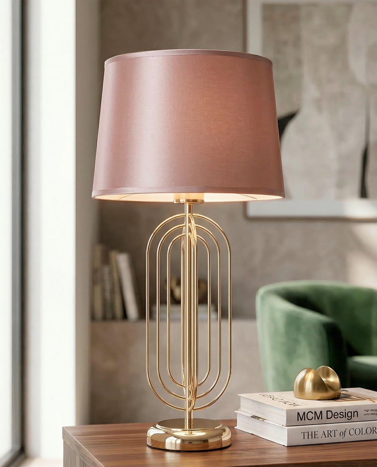 TISCHLEUCHTE 28/55 cm  - Pink/Goldfarben, Trend, Kunststoff/Textil (28/55cm) - Mauro Ferretti