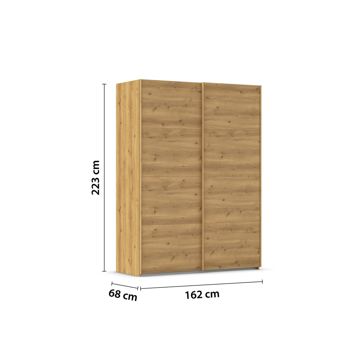 SCHWEBETÜRENSCHRANK 162/223/68 cm 2-türig Eichefarben  - Eichefarben, Design, Holzwerkstoff/Kunststoff (162/223/68cm) - Novel