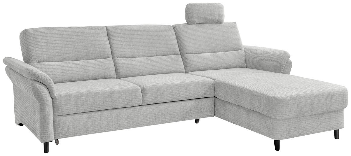 ECKSOFA in Mikrofaser Weiss  - Weiss/Schwarz, Modern, Holz/Textil (279/176cm) - Livetastic