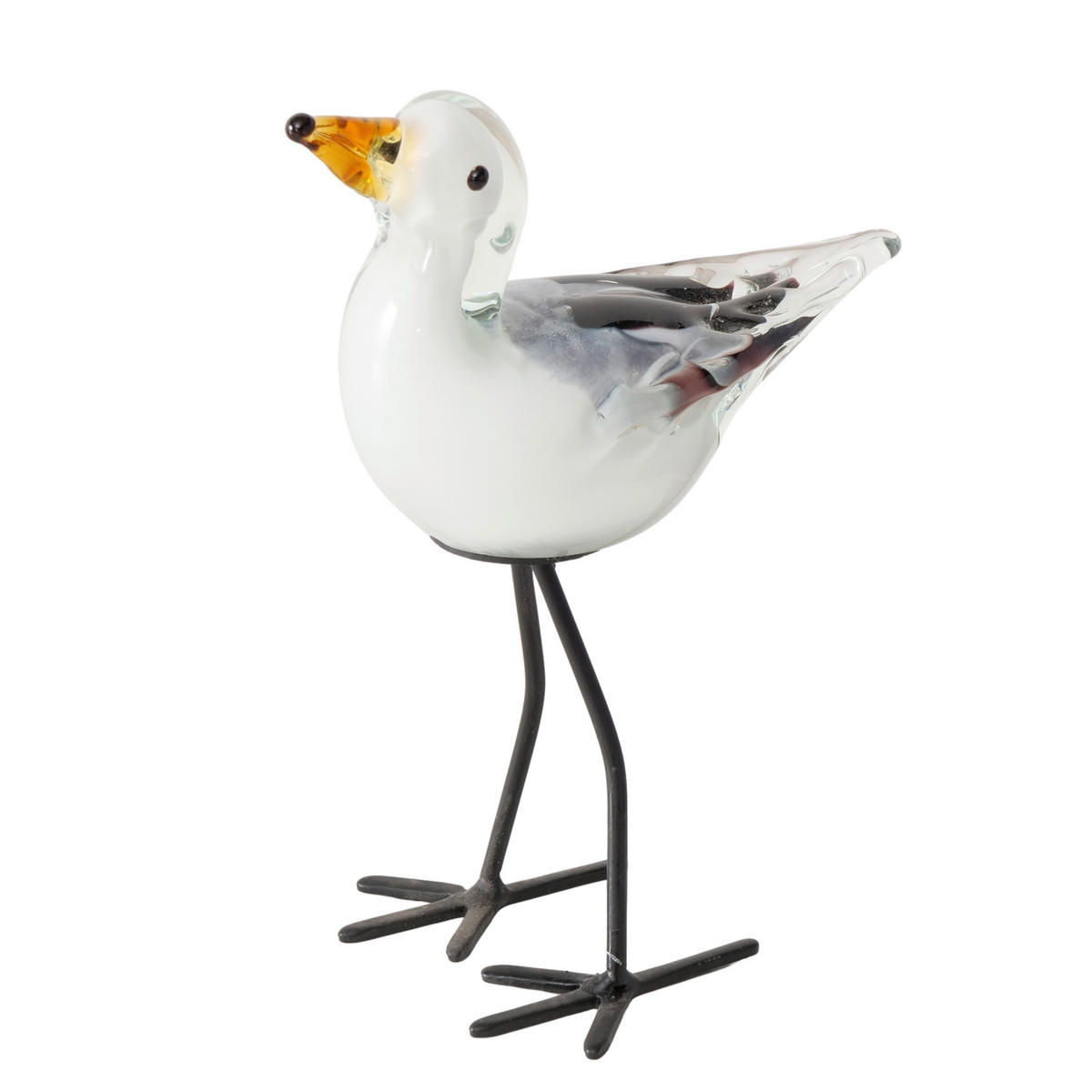 DEKORAČNÝ VTÁK - svetlomodrá/čierna, Basics, kov (13/8/16cm)