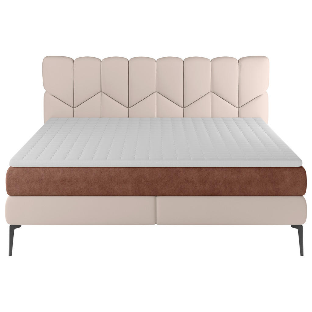 Thumbnail - Esposa Boxspringbett, Champagner, Terracotta, Textil, Kombination Echtleder/Stoff,Echtleder, Rindleder, H2 + H3, 7-Zonen...