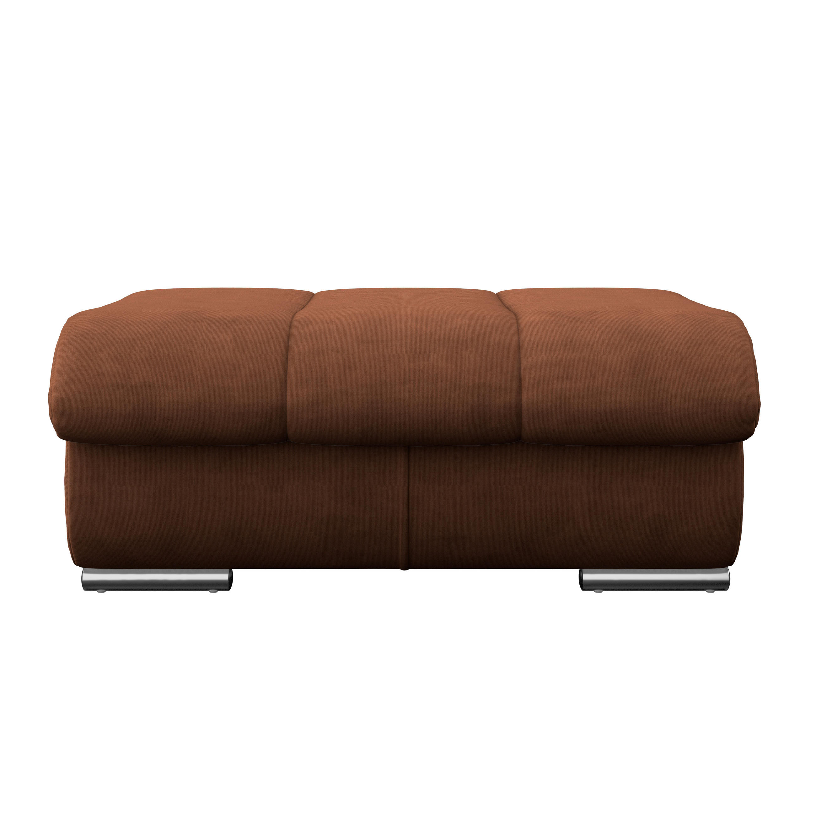 HOCKER in Textil Cognac  - Chromfarben/Cognac, Modern, Textil/Metall (100/43/80cm) - MID.YOU