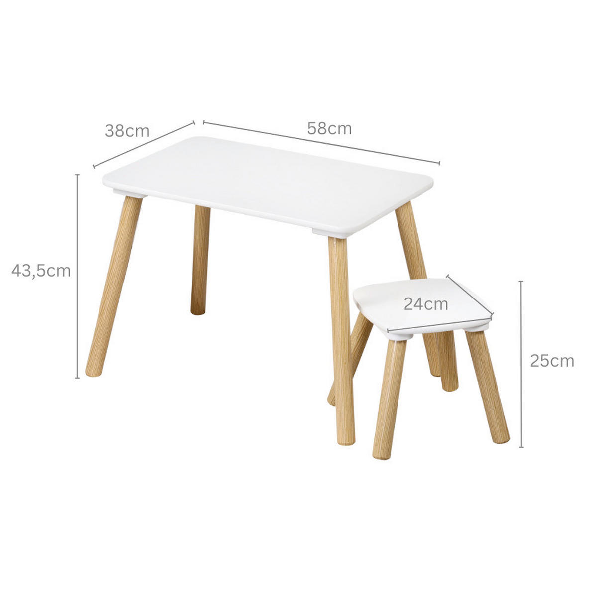 KINDERSITZGRUPPE Weiß, Kieferfarben  - Weiß/Kieferfarben, Basics, Holz/Holzwerkstoff (38/43,5/58cm) - Kesper