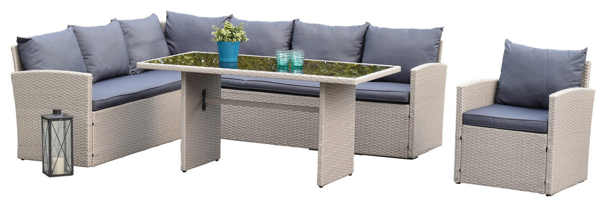 GARTENSET 15-teilig  - Grau, MODERN, Kunststoff/Textil - Gardenson