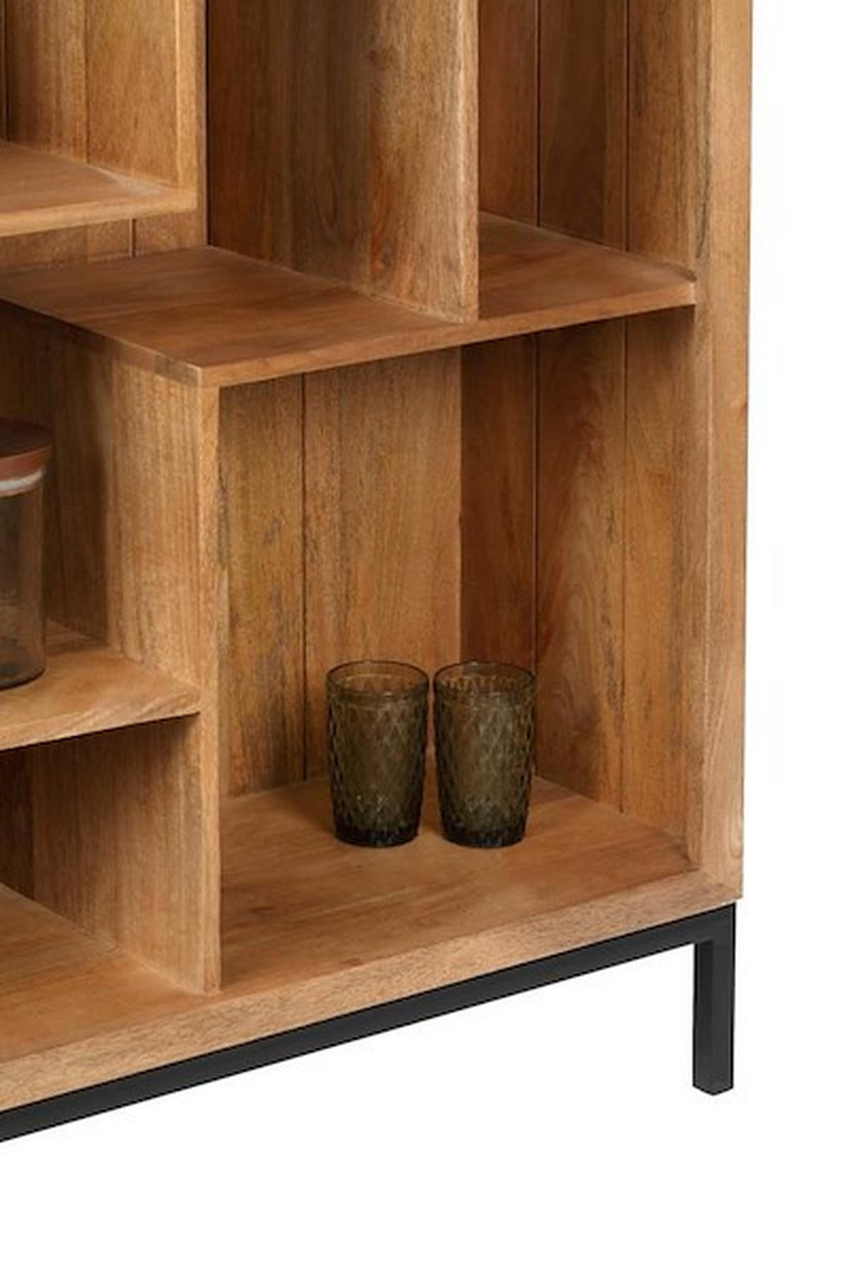 REGAL  100/186/36 cm Naturfarben  - Schwarz/Naturfarben, Design, Holz/Metall (100/186/36cm) - Livetastic