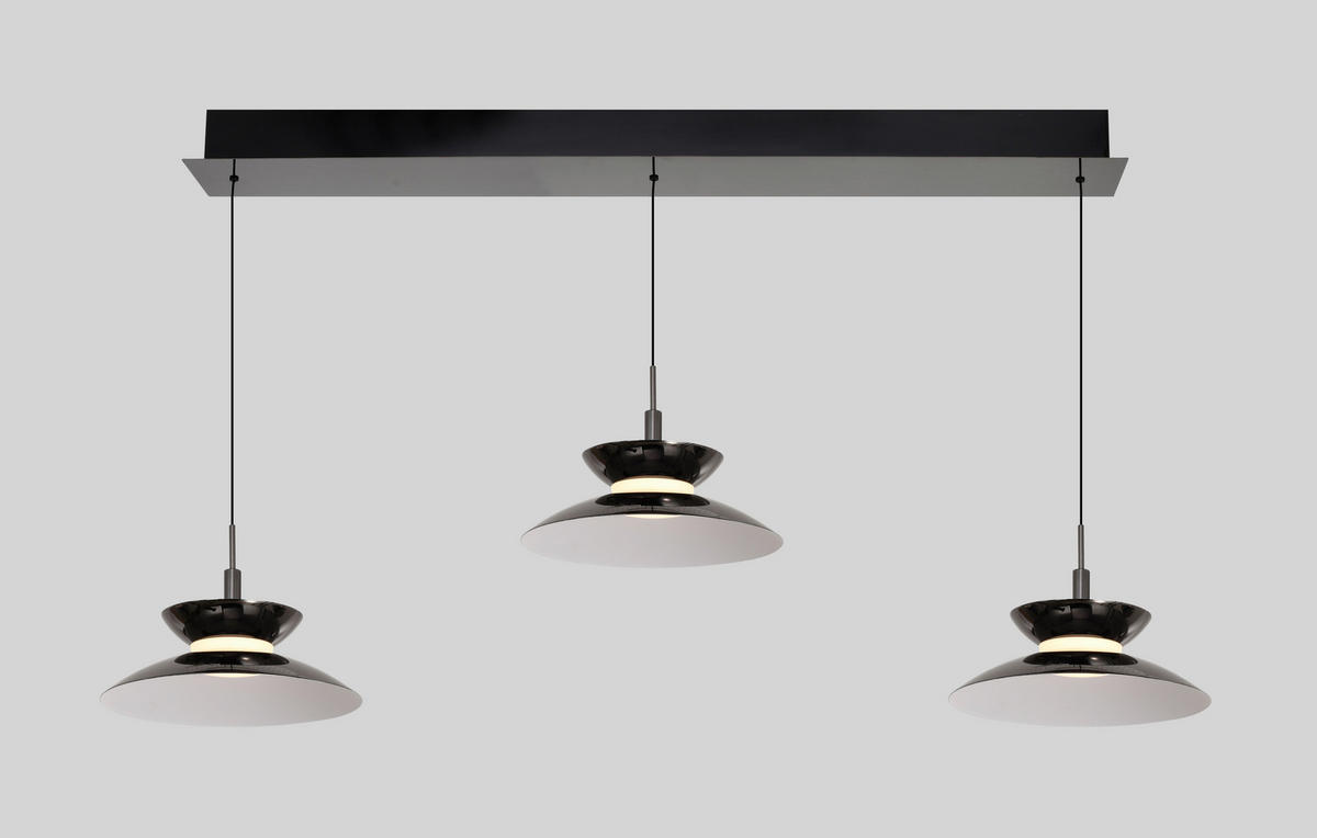 LED-HÄNGELEUCHTE Gubbio 94/150/22 cm  - Schwarzchrom, Design, Metall (94/150/22cm)