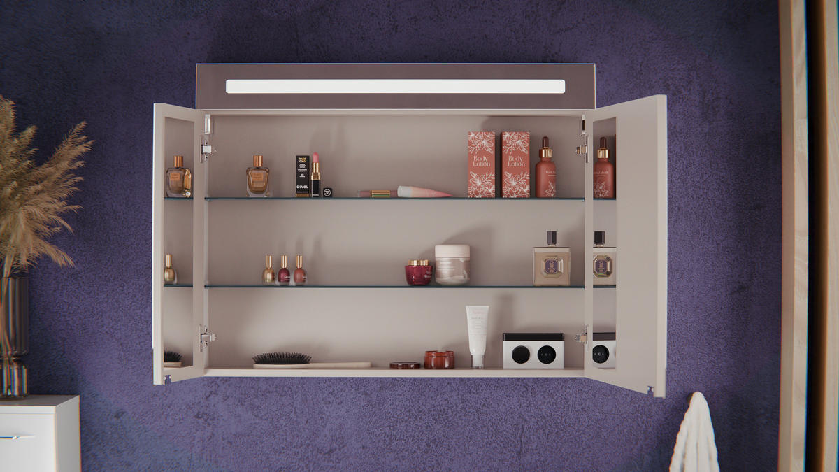 BADEZIMMER 3-teilig  in 90 cm  - Chromfarben/Weiß Hochglanz, MODERN, Glas/Holzwerkstoff (90cm) - MID.YOU