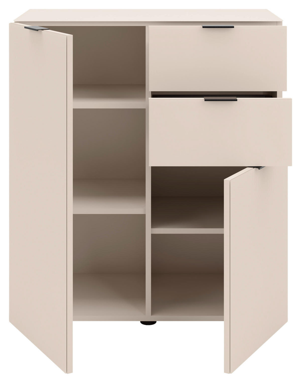 KOMMODE , 80/93/40 cm, 2 Schublade(n)  - Kaschmir/Schwarz, Basics, Glas/Holzwerkstoff (80/93/40cm) - Novel