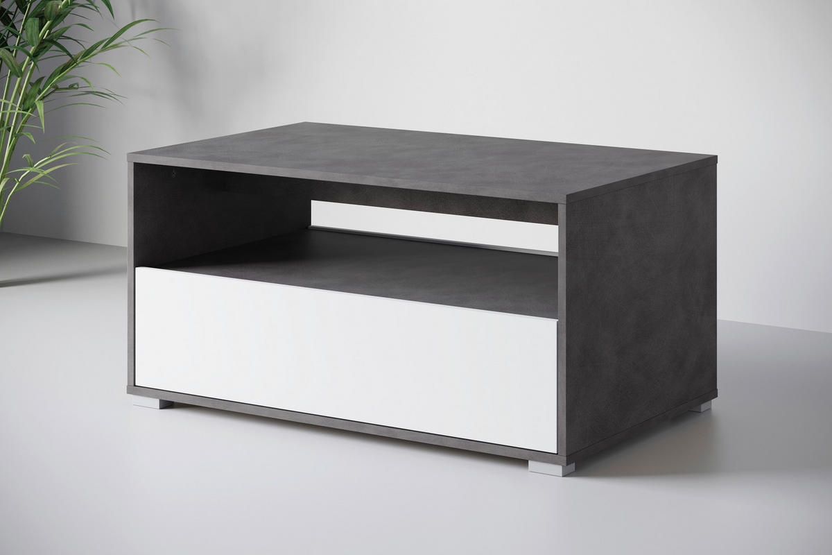 COUCHTISCH in Holzwerkstoff  - Weiss/Anthrazit, Trend, Holzwerkstoff/Kunststoff (90/45/55cm) - Livetastic