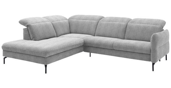 ECKSOFA in Flachgewebe Hellgrau 233/299-313 cm - Hellgrau/Schwarz, Design, Textil/Metall (233/299-313cm) - Dieter Knoll