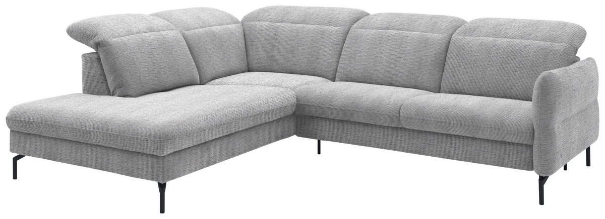 ECKSOFA in Flachgewebe Hellgrau  - Hellgrau/Schwarz, Design, Textil/Metall (233/299-313cm) - Dieter Knoll