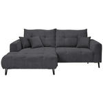 ECKSOFA in Cord Anthrazit  - Anthrazit/Schwarz, KONVENTIONELL, Textil/Metall (185/250cm) - Carryhome