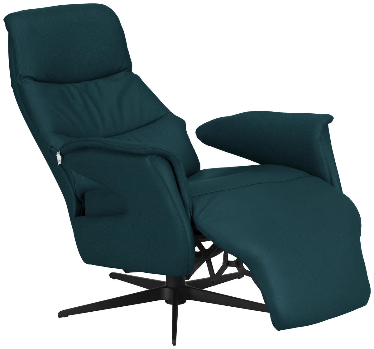 RELAXSESSEL in Leder Blau  - Blau/Schwarz, Design, Leder/Metall (74/105/83cm) - Welnova