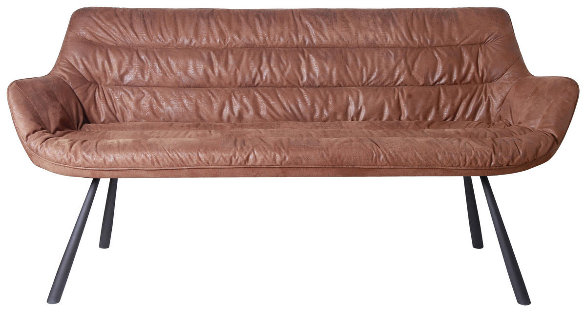 SITZBANK in Textil Braun, Schwarz  - Schwarz/Braun, Design, Textil/Metall (177,5/87,5/64cm) - Hom`in