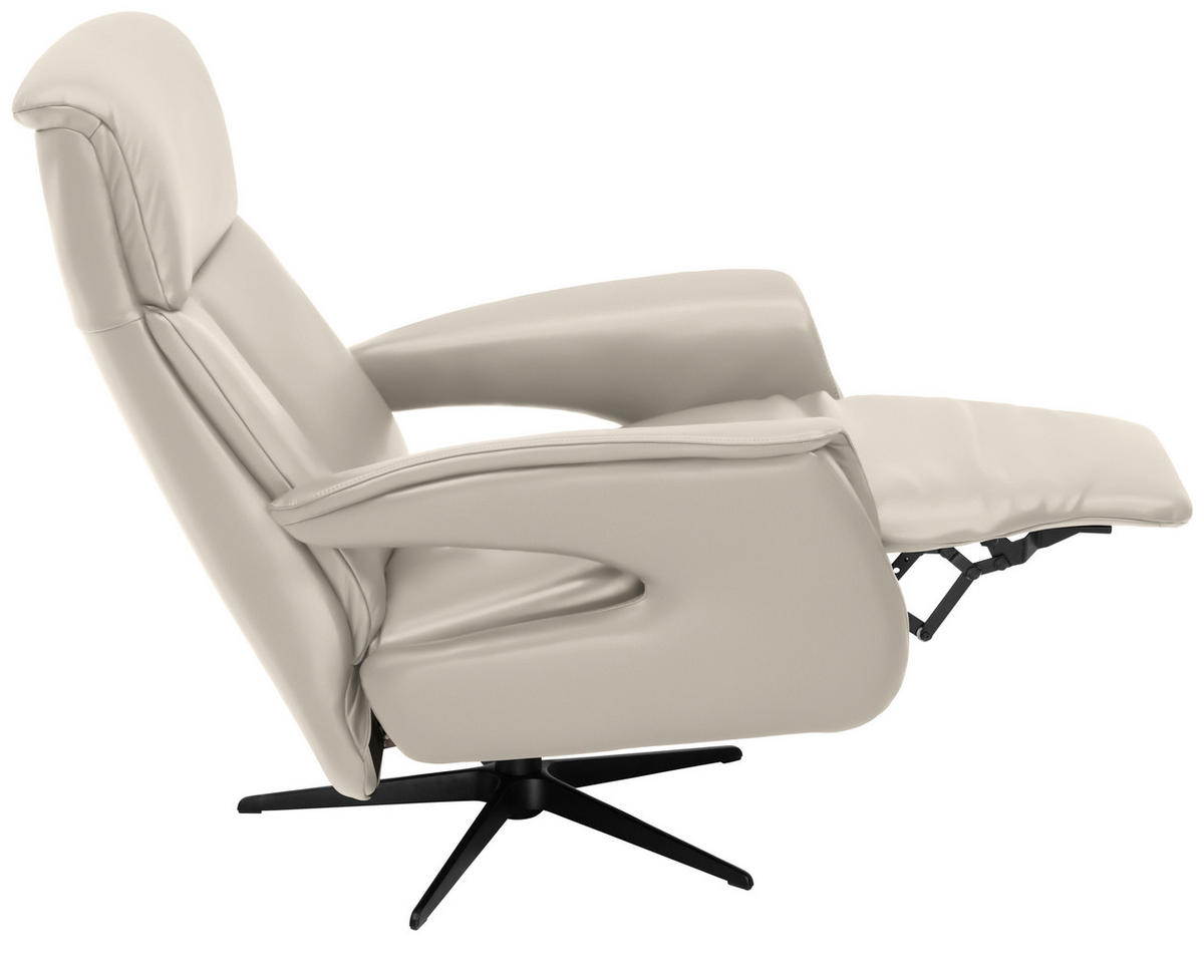 RELAXSESSEL in Leder Beige  - Beige/Schwarz, Design, Leder/Metall (78/106/88cm) - Welnova