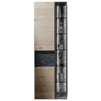 VITRINE Schwarz, Wildeiche  64/194/42,6 cm  - Wildeiche/Schwarz, Natur, Glas/Holz (64/194/42,6cm) - Voglauer