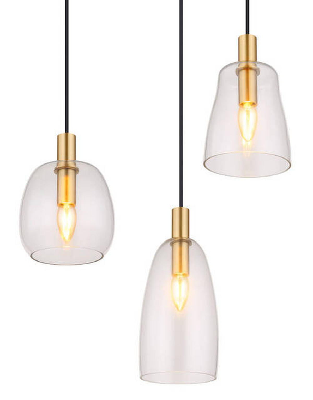 LAMPĂ SUSPENDATĂ 97/32,5/130 cm  - străveziu/alămiu, Konventionell, sticlă/metal (97/32,5/130cm) - Globo
