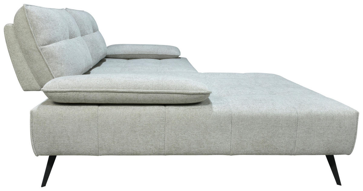 ECKSOFA Ottomane links  Greige Chenille  - Greige/Schwarz, Design, Textil/Metall (188/284cm) - Stylife