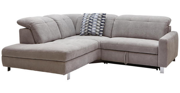 WOHNLANDSCHAFT in Textil Hellgrau - Chromfarben/Hellgrau, Design, Textil/Metall (221/251cm) - Dieter Knoll