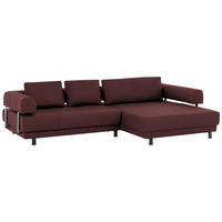 CANAPÉ D'ANGLE in Echtleder Bordeaux  - Bordeaux/Schwarz, Design, Leder/Metall (307/188cm)