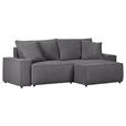 ECKSOFA in Cord Dunkelgrau  - Dunkelgrau/Schwarz, KONVENTIONELL, Kunststoff/Textil (250/153cm) - Ambia Home