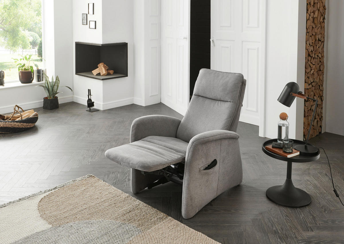 FERNSEHSESSEL in Chenille Grau  - Grau, KONVENTIONELL, Kunststoff/Textil (79/108/87cm) - Valdera