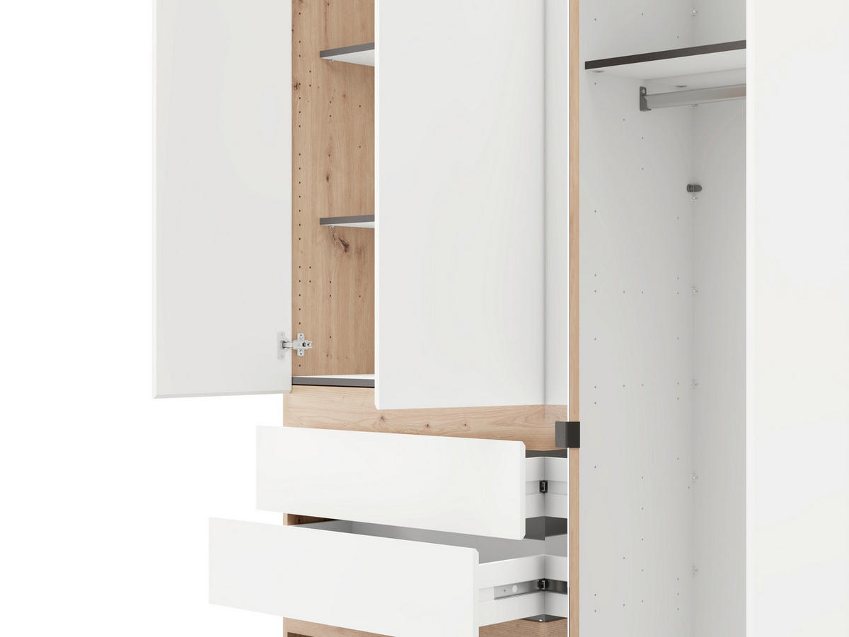 ORMAR ZA ODJEĆU bijela, hrast Artisan   - bijela/hrast Artisan, Moderno, drvni materijal (155/207,5/52cm)