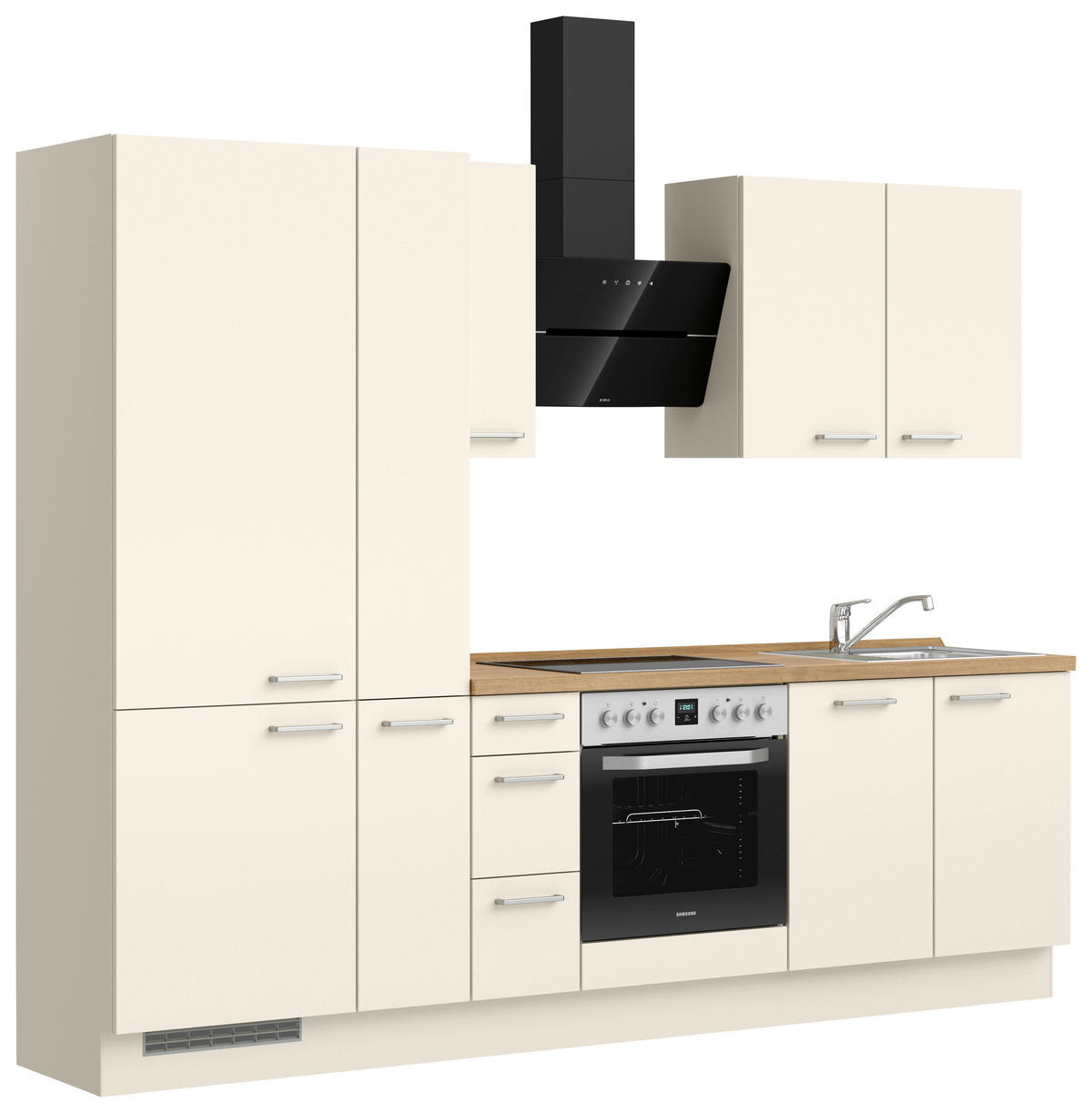KÜCHENLEERBLOCK 270 cm   in Eichefarben, Magnolie  - Edelstahlfarben/Eichefarben, MODERN, Holzwerkstoff/Metall (270cm) - Nobilia
