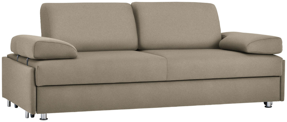 SCHLAFSOFA in Textil Hellbraun  - Chromfarben/Hellbraun, Design, Textil/Metall (212/84/100cm) - Bali