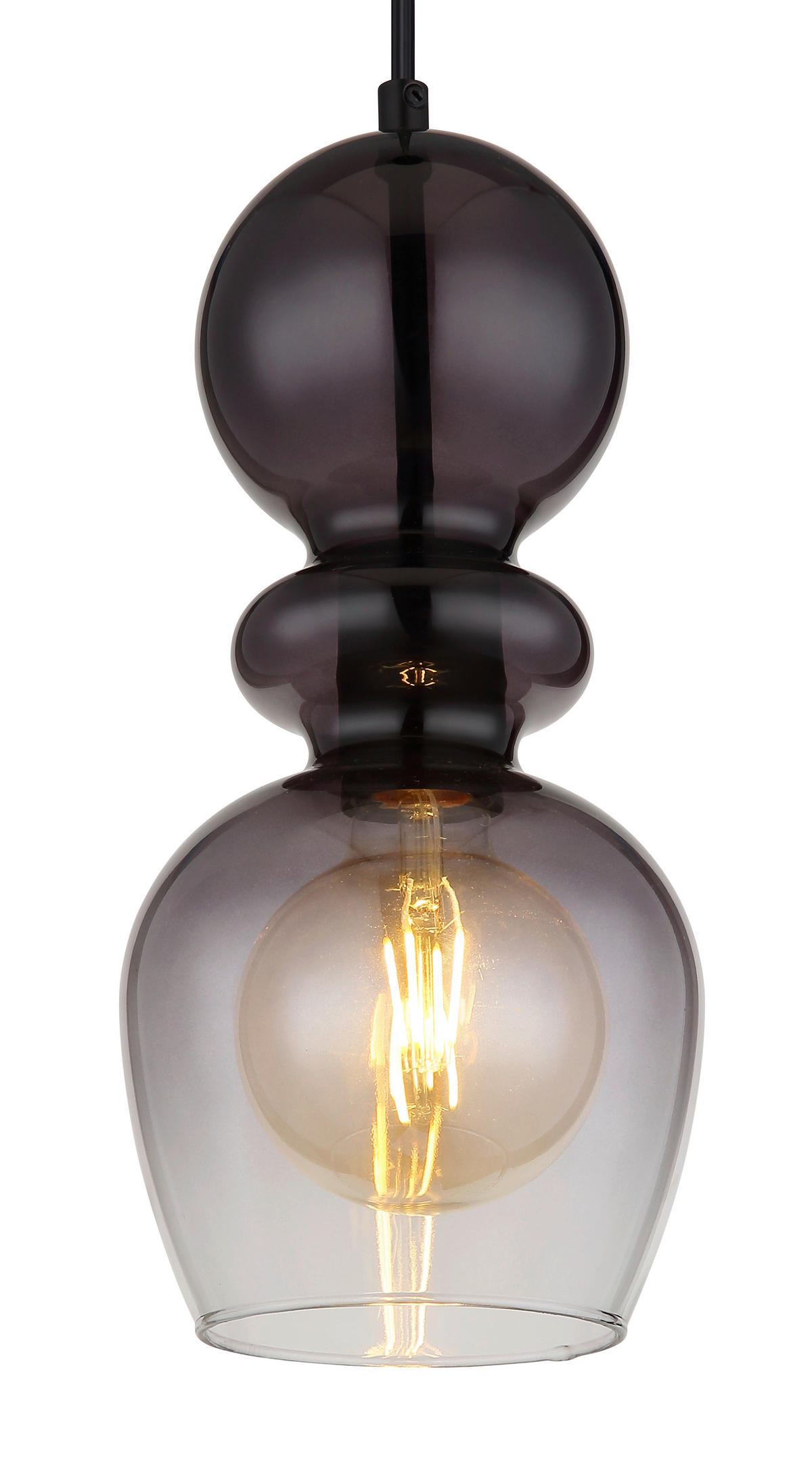 HÄNGELEUCHTE 15/150 cm    - Klar/Schwarz, Basics, Glas/Kunststoff (15/150cm) - Globo