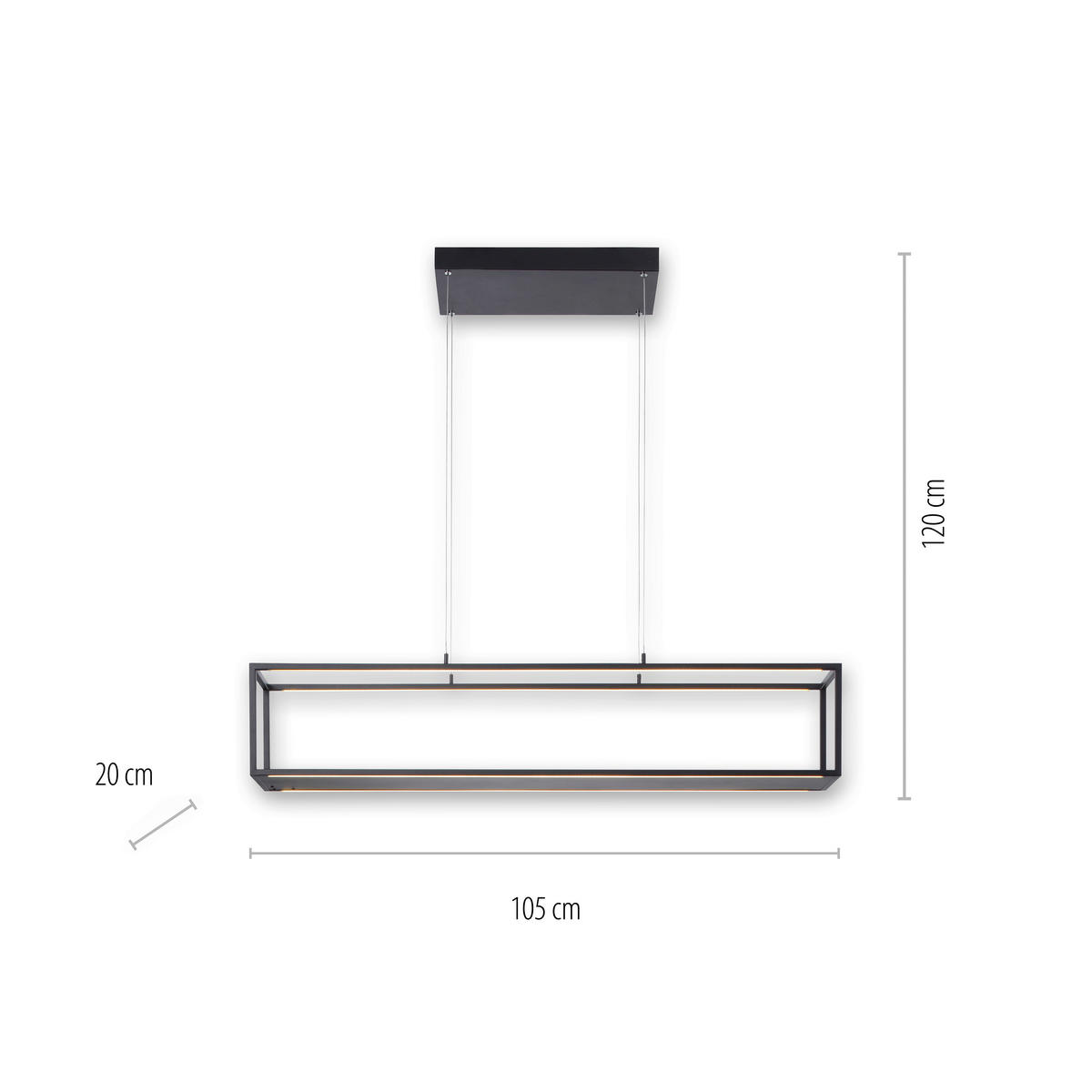 VISEČA LED-SVETILKA  Contura 42 W/960 lm/3000 K/230 V/ - črna, Trendi, kovina/umetna masa (105/20/120cm)