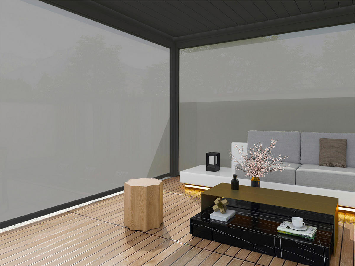 PERGOLA-ROLLO 339,9/236,5/9 cm   - Graphitfarben, Basics, Textil/Metall (339,9/236,5/9cm) - Gardenson
