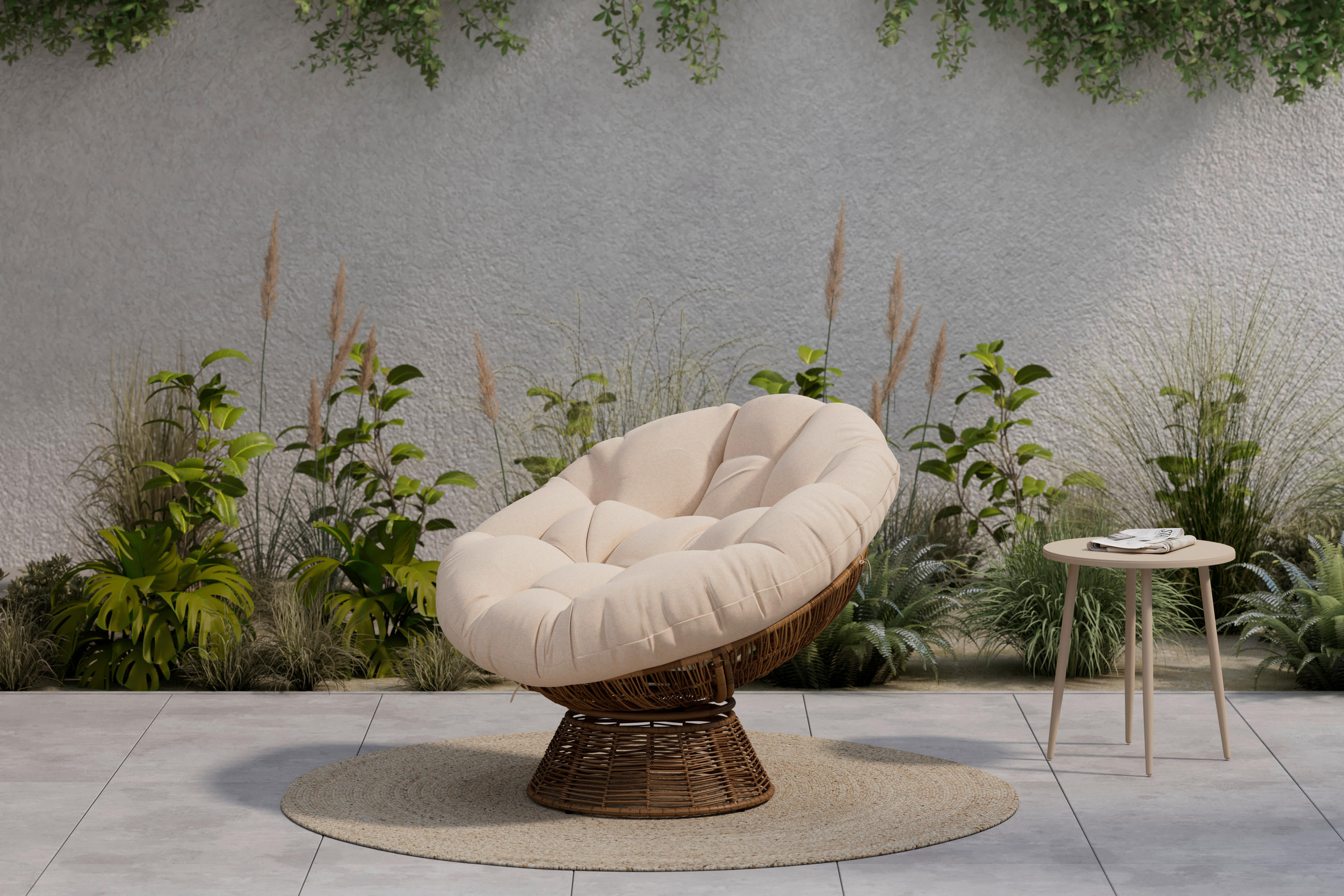 GARTEN-RELAXSESSEL Stahl  - Beige/Braun, KONVENTIONELL, Kunststoff/Metall (96/86/78cm) - Ambia Garden