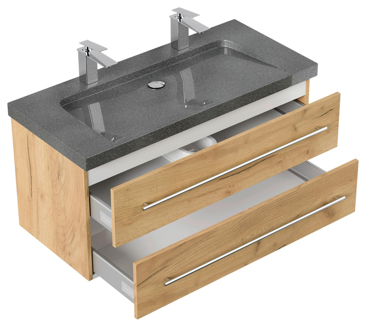 WASCHTISCHKOMBI 100 cm  - Eichefarben, Basics, Holzwerkstoff/Stein (100cm) - MID.YOU