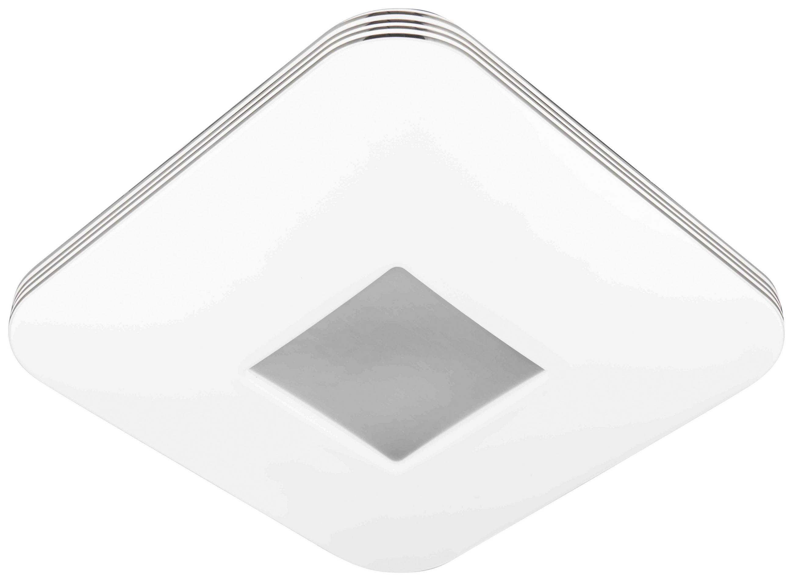 LED STROPNÉ SVIETIDLO, 33/33/8 cm - biela/chrómová, Basics, kov/plast (33/33/8cm) - Novel