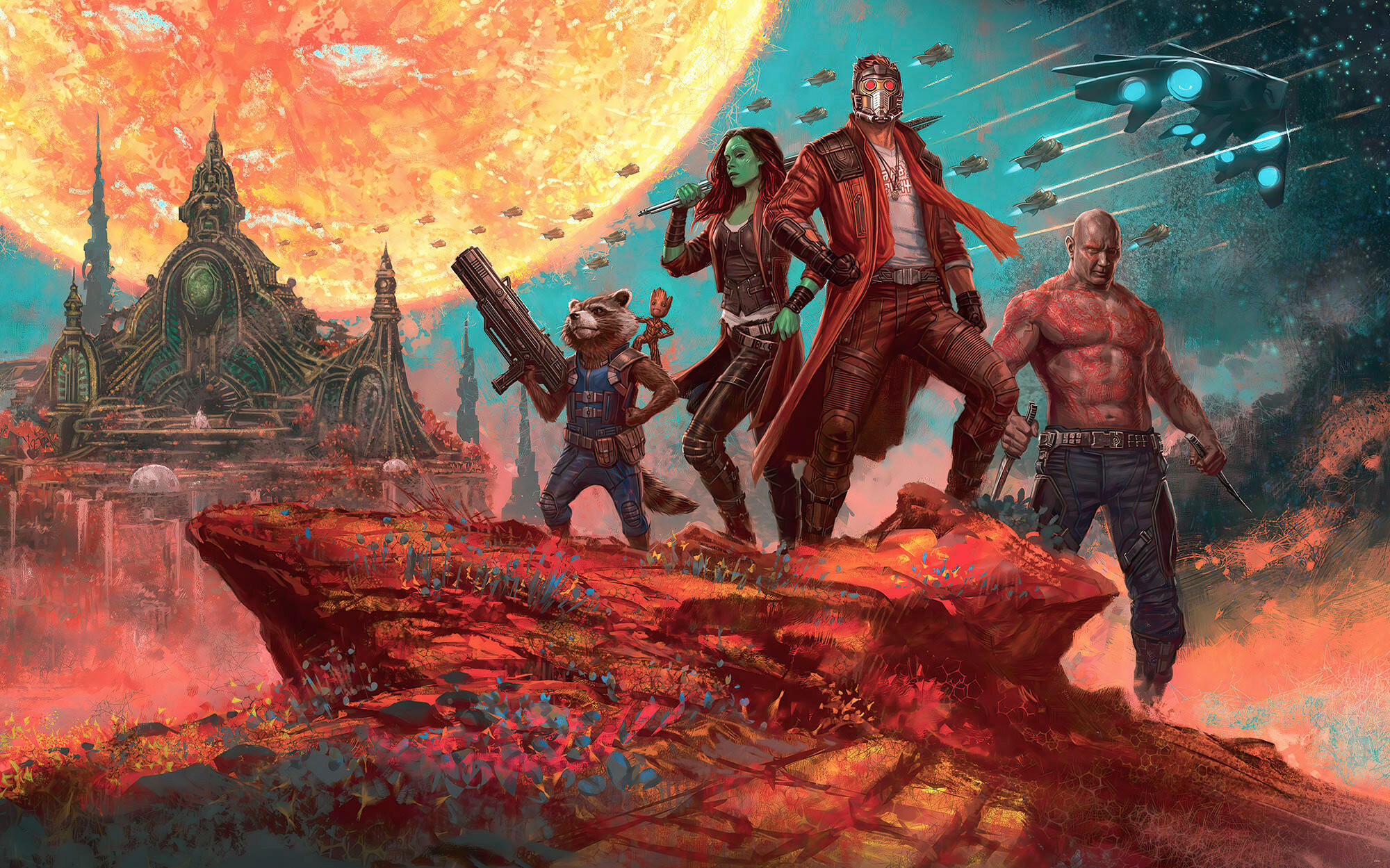 FOTOTAPETE GUARDIANS OF THE GALAXY  - Naturfarben, Design, Textil (400/250cm) - Marvel