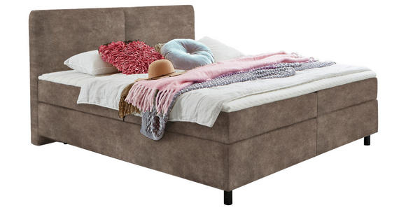 BOXSPRINGBETT 160/200 cm in Taupe - Taupe/Schwarz, KONVENTIONELL, Kunststoff/Textil (160/200cm) - Hom`in