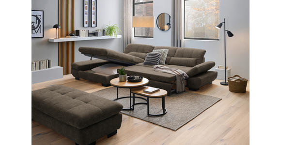 ECKSOFA  in Flachgewebe Braun  204/341 cm  - Schwarz/Braun, Design, Textil/Metall (204/341cm) - Xora
