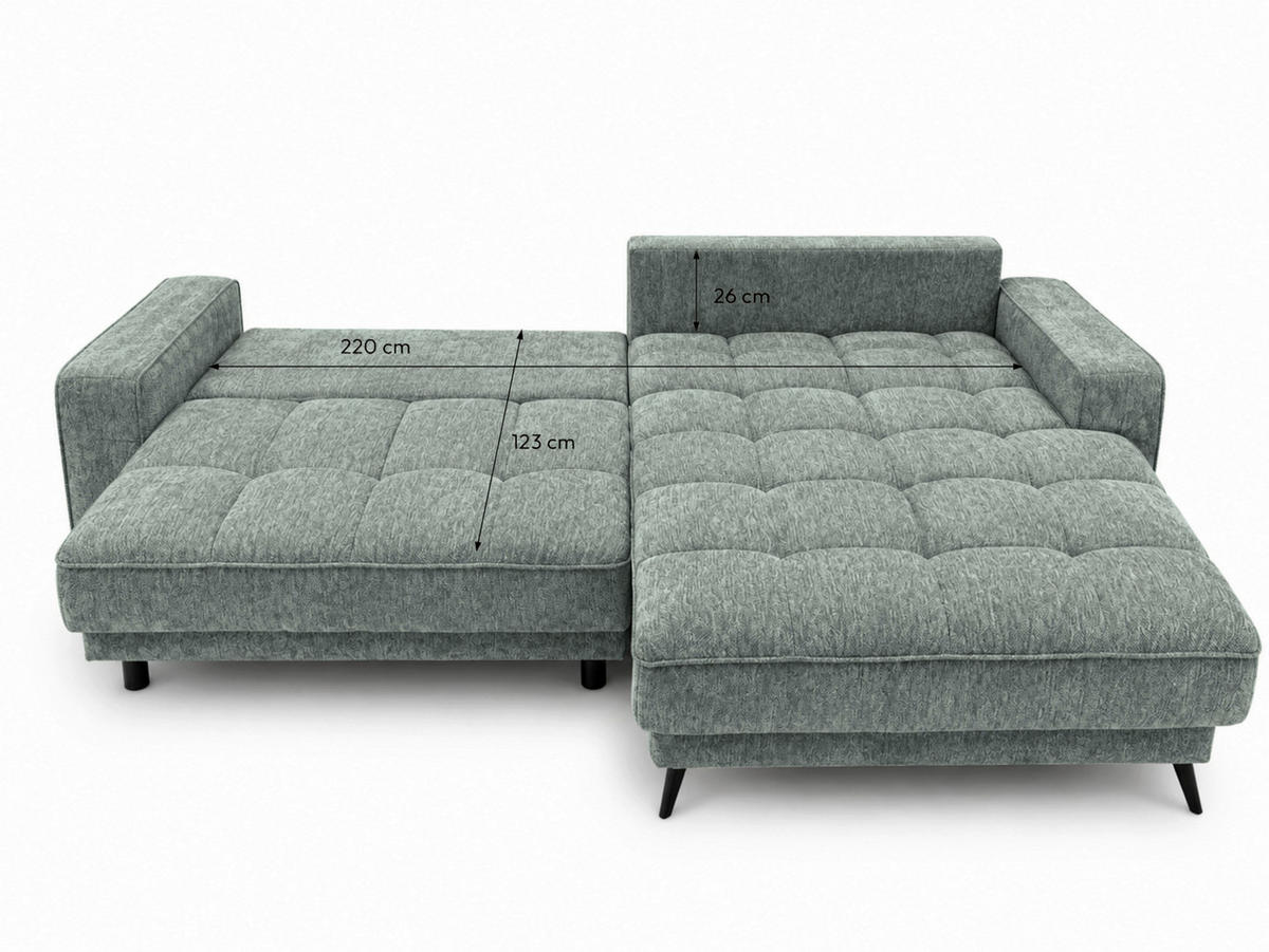  in Chenille Graugrün  - Schwarz/Graugrün, Design, Kunststoff/Textil (260/180cm) - Cantus