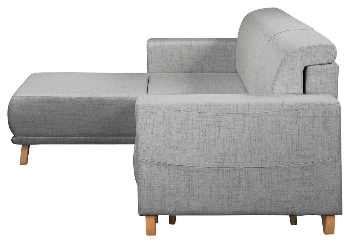 ECKSOFA Bella Grau Textilgeflecht  - Wengefarben/Grau, Design, Holz/Textil (257/174cm) - Livetastic